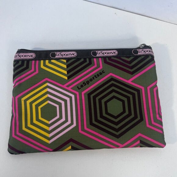 Le Sport Sac NEW Cosmetic Pouch 3 Zippered Pockets Abstract Slim - Picture 2 of 6